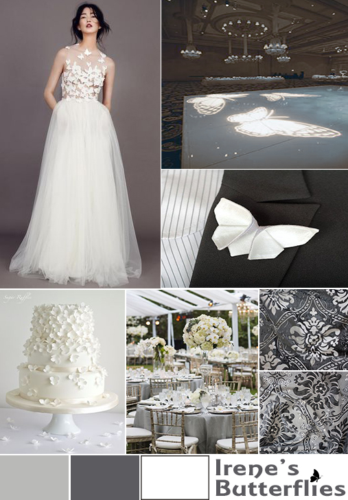 wedding mood board: white gray butterflies in Atlanta