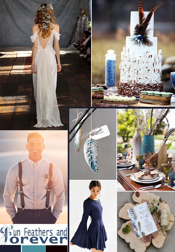 Wedding Mood Board: Fun, Feathers, and Forever by Atlanta event planner Injinnyous.com